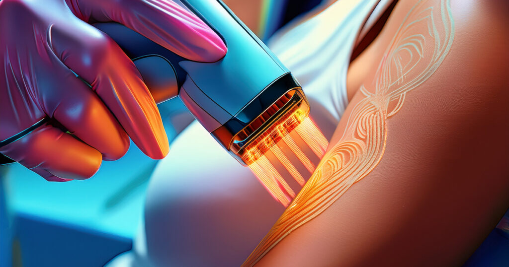 fascio laser durante una seduta di epilazione - medicinaesteticabeauty.it